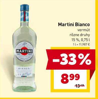 Martini Bianco vermút rôzne druhy 15%, 0,75l