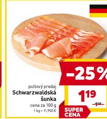 Schwarzwaldská šunka cena za 100 g 