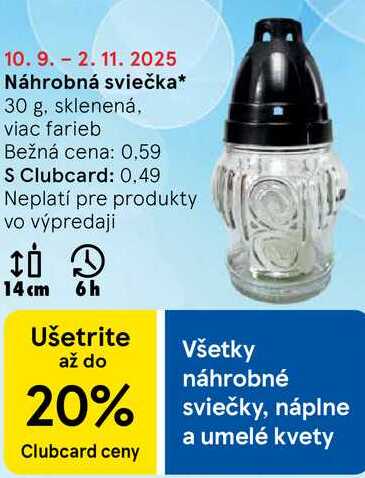 Náhrobná sviečka, 30 g