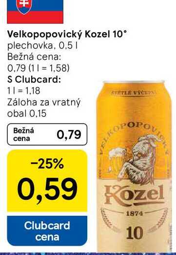 Velkopopovický Kozel 10°, 0,5 l