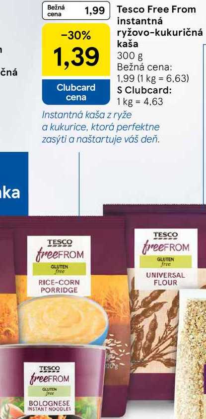 Tesco Free From instantná ryžovo-kukuričná kaša, 300 g 
