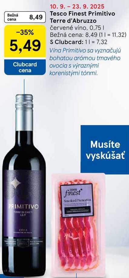Tesco Finest Primitivo Terre d'Abruzzo, 0,75 l