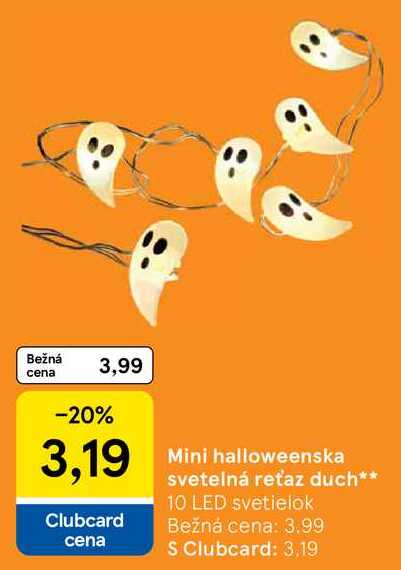 Mini halloweenska svetelná reťaz duch