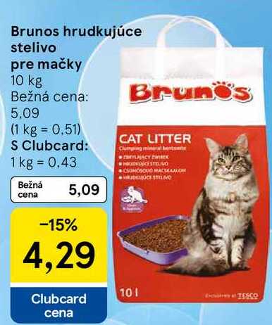 Brunos hrudkujúce stelivo pre mačky, 10 kg