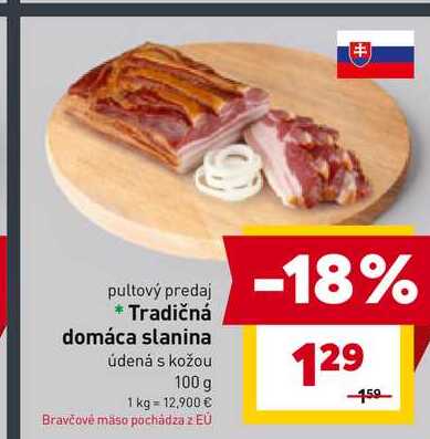 Tradičná domáca slanina údená s kožou 100 g