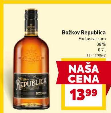 Božkov Republica Exclusive rum 38% 0,7l