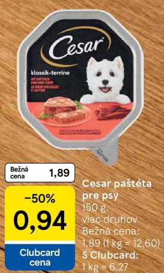 Cesar paštéta pre psy, 150 g 