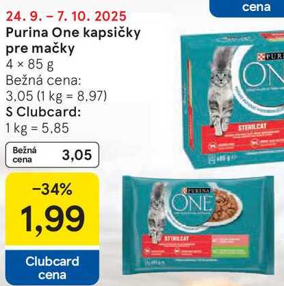 Purina One kapsičky pre mačky, 4x 85 g 