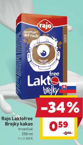 Rajo Laktofree Brejky kakao trvanlivé 250 ml