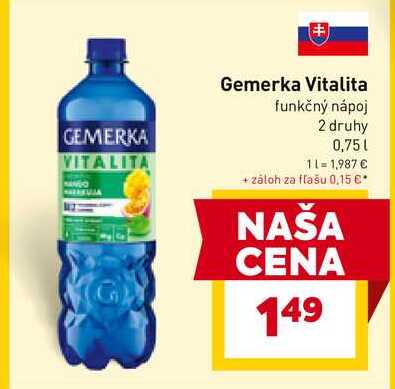 Gemerka Vitalita funkčný nápoj 2 druhy 0,75l