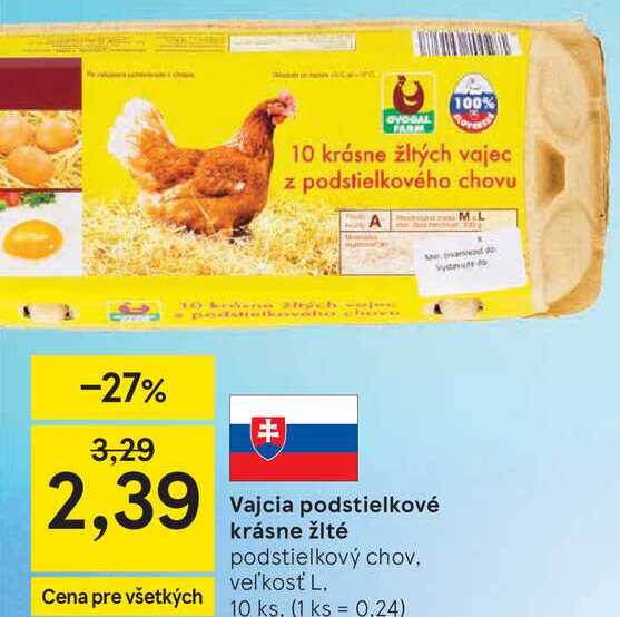 Vajcia podstielkové krásne žlté, 10 ks