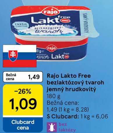 Rajo Lakto Free bezlaktózový tvaroh jemný hrudkovitý, 180 g