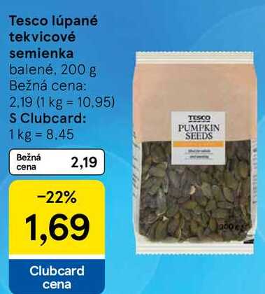Tesco lúpané tekvicové semienka, 200 g 