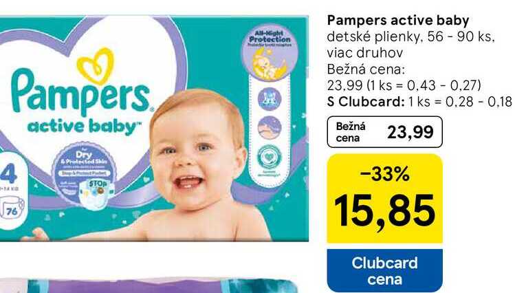 Pampers active bab, 56 - 90 ks
