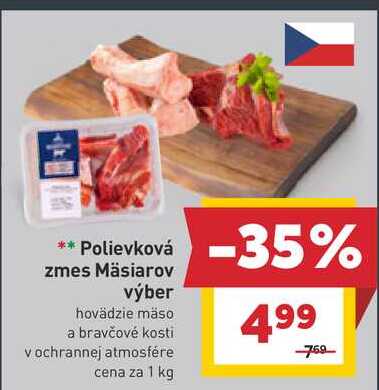 Polievková zmes Mäsiarov výber hovädzie mäso a bravčové kosti v ochrannej atmosfére cena za 1 kg