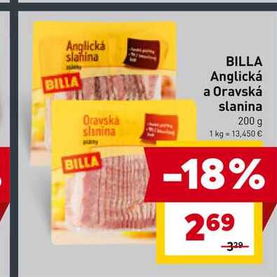 BILLA Anglická a Oravská slanina 200 g 