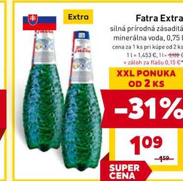 Fatra Extra silná prírodná zásaditá minerálna voda, 0,75l
