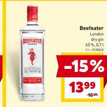 Beefeater London dry gin 40%, 0,7l v akcii