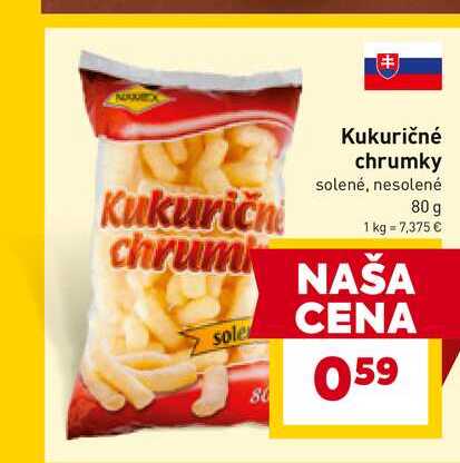 Kukuričné chrumky solené, nesolené 80 g 