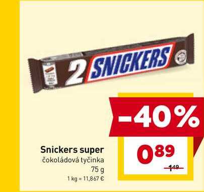 Snickers super čokoládová tyčinka 75 g 