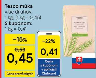 Tesco múka, 1 kg