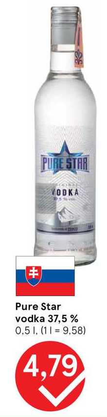 Pure Star vodka 37,5 %, 0,5 l