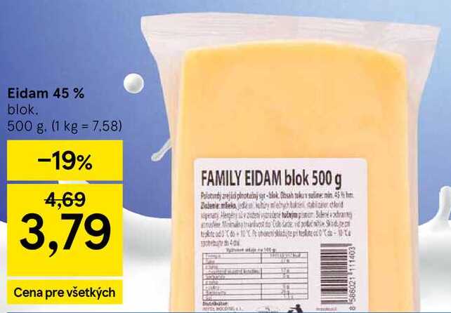 Eidam 45 % blok, 500 g
