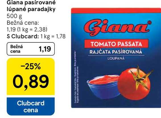Giana pasírované lúpané paradajky, 500 g 