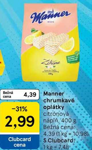 Manner chrumkavé oplátky, 400 g 