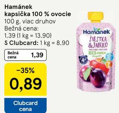 Hamánek kapsička 100% ovocie, 100 g