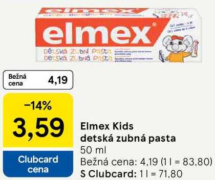 Elmex Kids detská zubná pasta, 50 ml 