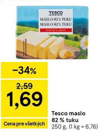 Tesco maslo 82% tuku, 250 g