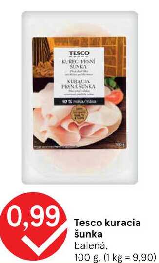 Tesco kuracia šunka, 100 g