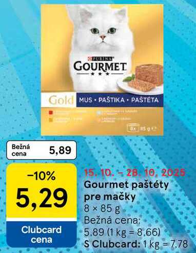 Gourmet paštéty pre mačky, 8x 85 g 