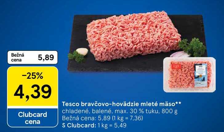 Tesco bravčovo-hovädzie mleté mäso, 800 g