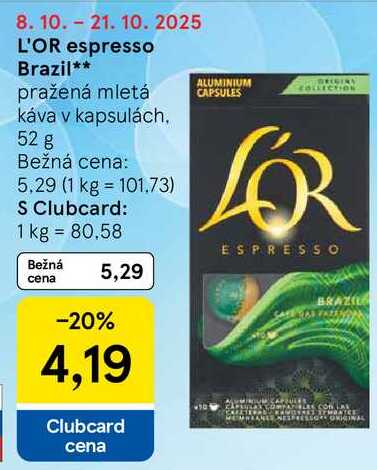 L'OR espresso Brazil, 52 g