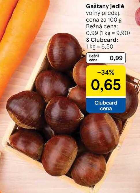 Gaštany jedlé, cena za 100 g