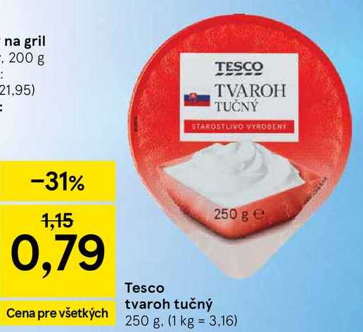 Tesco tvaroh tučný, 250 g