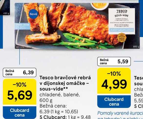 Tesco bravčové rebrá v dijonskej omáčke - sous-vide, 600 g