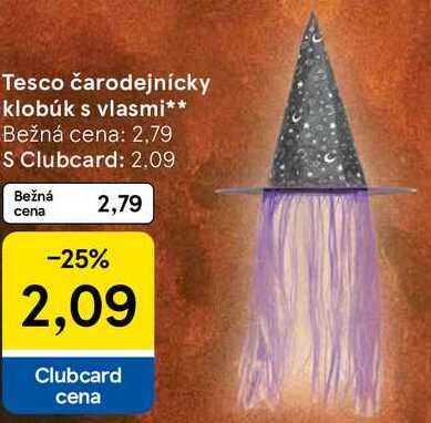 Tesco čarodejnícky klobúk s vlasmi