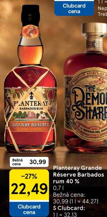 Planteray Grande Réserve Barbados rum 40 %, 0,7 l