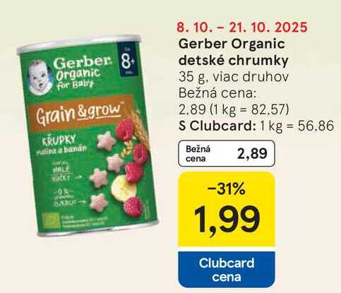 Gerber Organic detské chrumky, 35 g