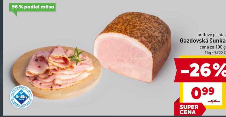 Gazdovská šunka cena za 100 g 
