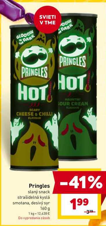 Pringles slaný snack strašidelná kyslá smotana, desivý syr 160 g
