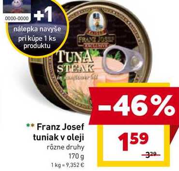 Franz Josef tuniak v oleji rôzne druhy 170 g 