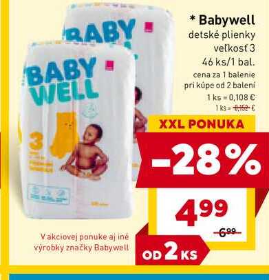 Babywell detské plienky veľkosť 3 46 ks/1 bal. 