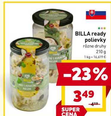 BILLA ready polievky rôzne druhy 210 g 