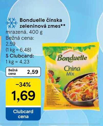 Bonduelle čínska zeleninová zmes mrazená, 400 g 