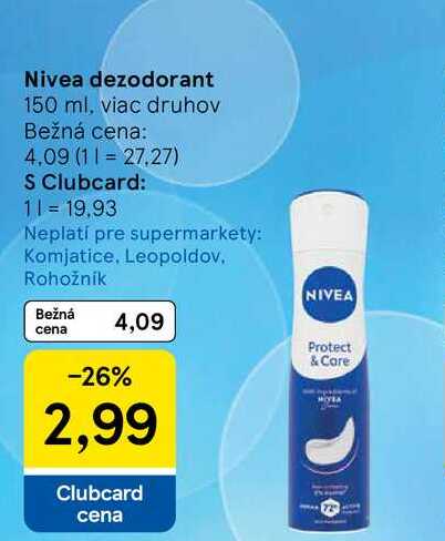Nivea dezodorant 150 ml, viac druhov 