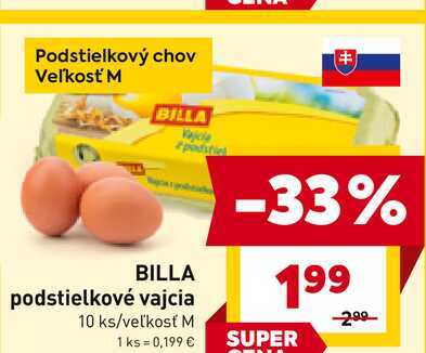 BILLA podstielkové vajcia 10 ks/veľkosť M 